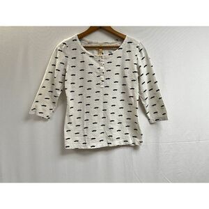 Done by None Girls Pullover Crew neck Elbow Sleeve Top White Black Size 8